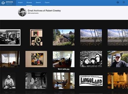 Screen shot from ePADD interface
