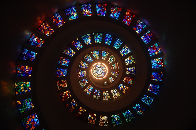 Stained glass window spiral