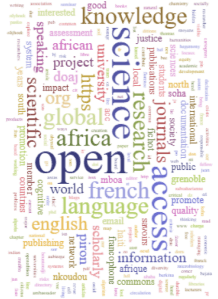 Word cloud of text about open access and knowledge in Africa