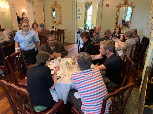 Photo of group having lunch at the Dubose House